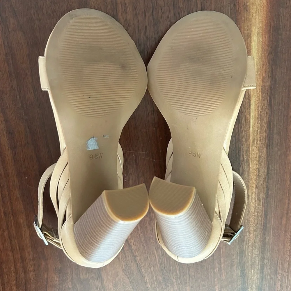 🌷 Torrid Nude Woven Platform Heel Ankle Strap Sandals Size 9.5W - Picture 9 of 9